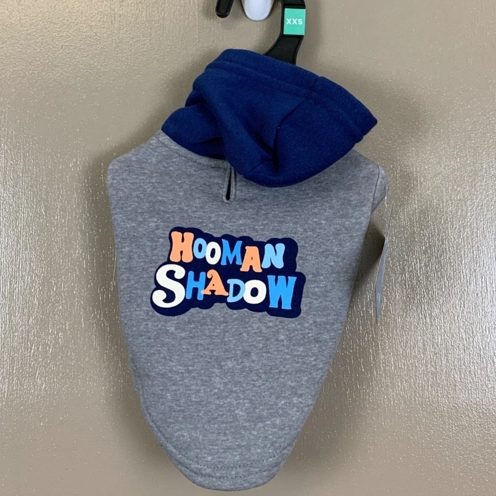 Youly The Comic Pet Dog‎ Hoodie XXS Gray & Blue 9-11 Inches